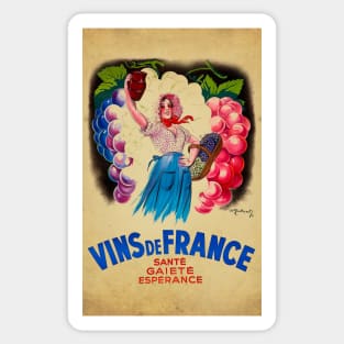 Retro poster - pub - vintage - france wine - Sticker